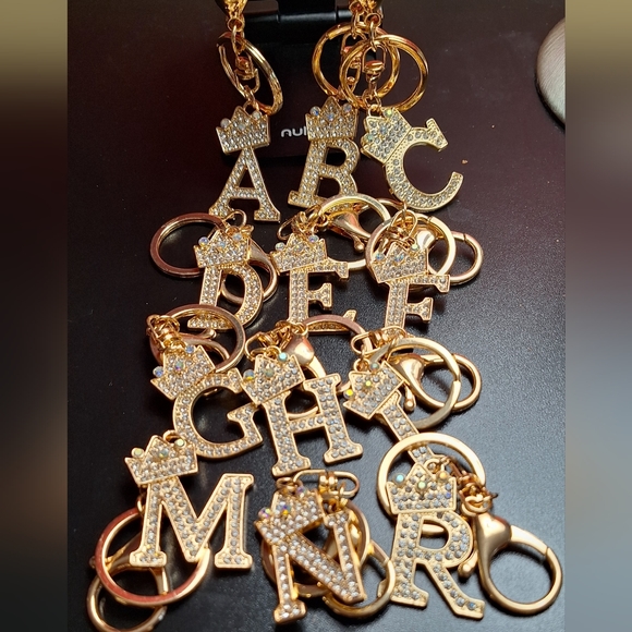 Fashion Jewelry Accessories - Choose 1pc, Alphabet With Crown and Rhinestones Bag Charm